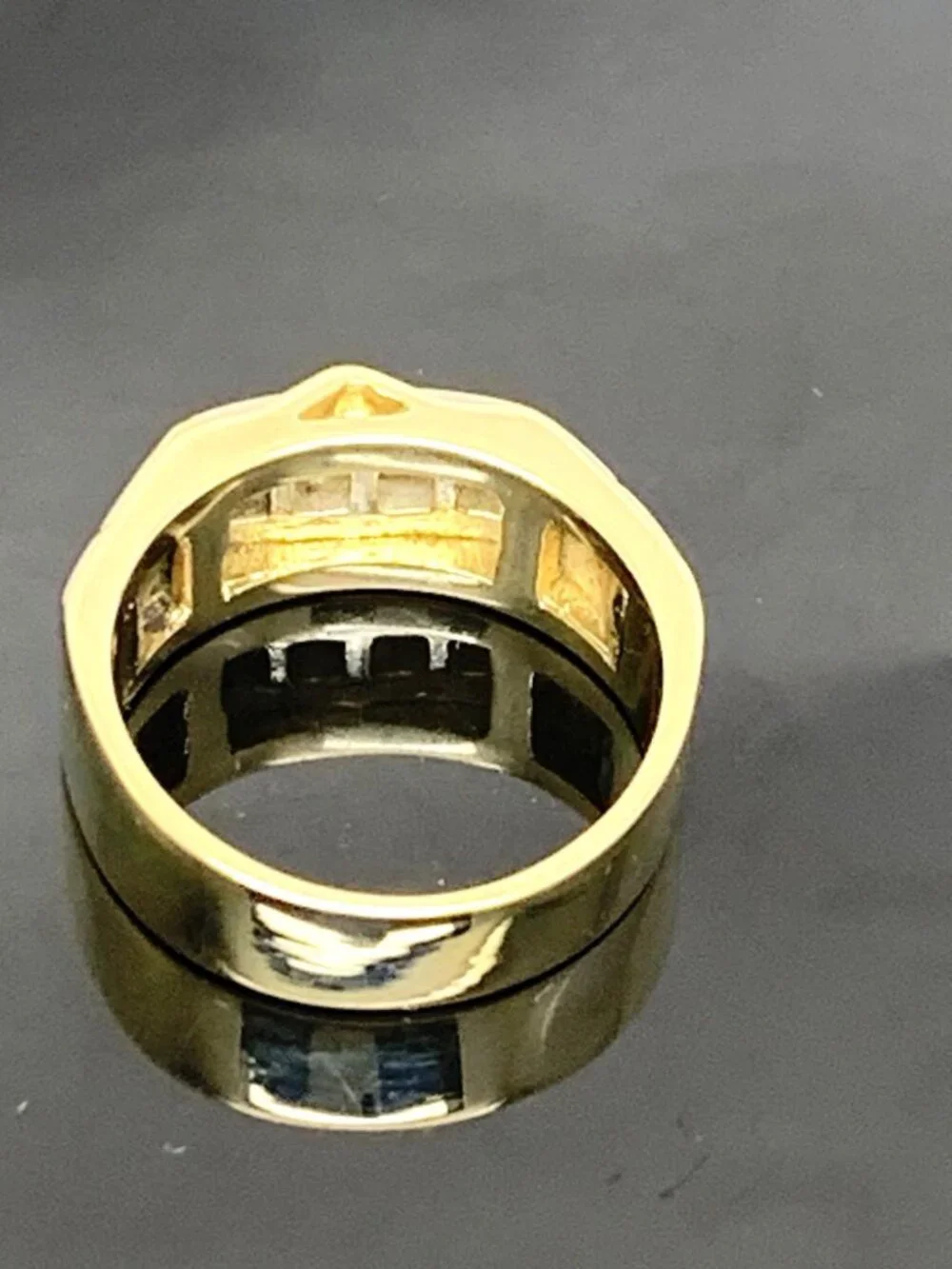 Men's Ring 14k Yellow Gold Diamond 0.25ctw Statement Greek Key Pattern Size 11.5
